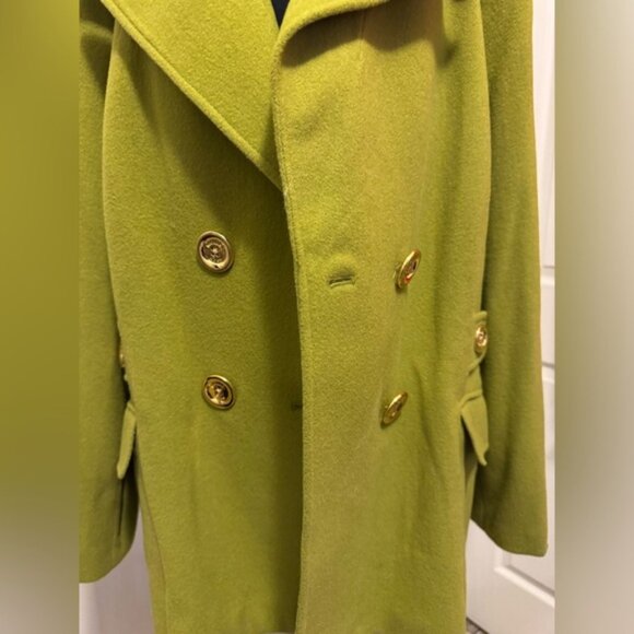 Women's Green Double-Breasted Coat - Picture 7 of 16